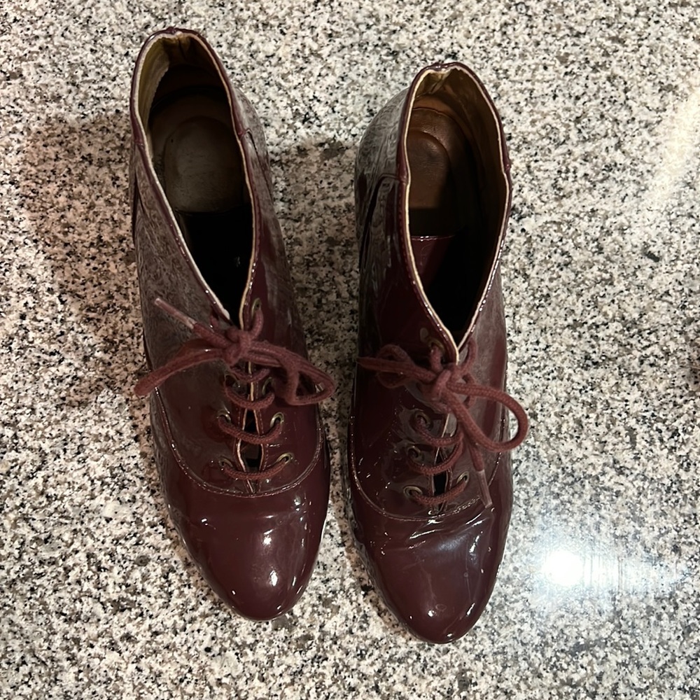 Nina Payne patent leather booties